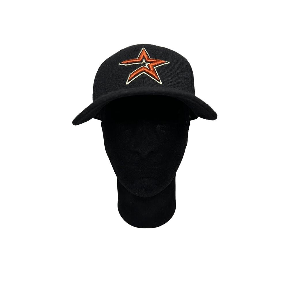 Vintage Nike Houston Astros Hat Adjustable Black Cap 100% Wool Open Star Logo